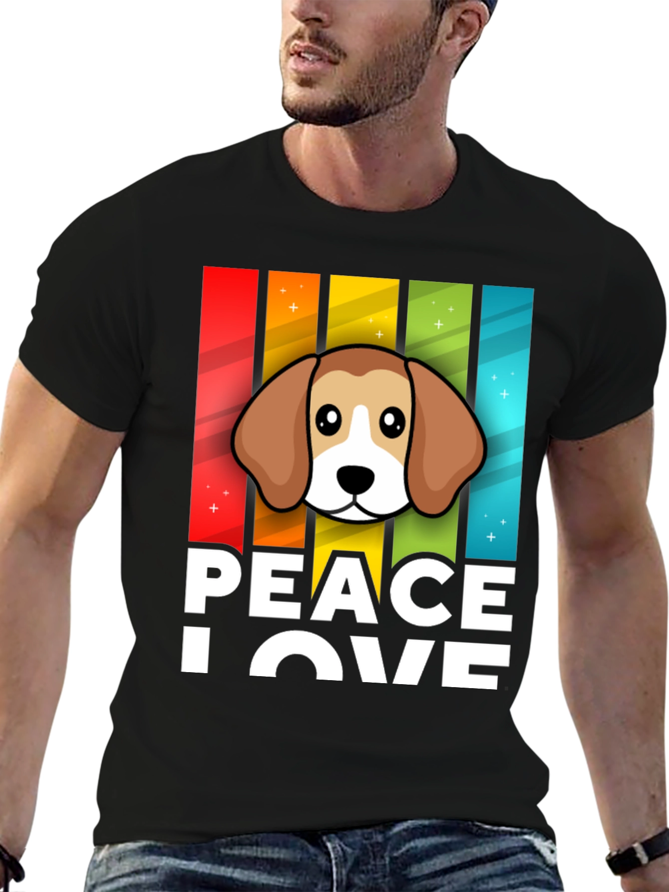 Peace Love Beagle T-Shirt - Fun Dog Graphic Tee