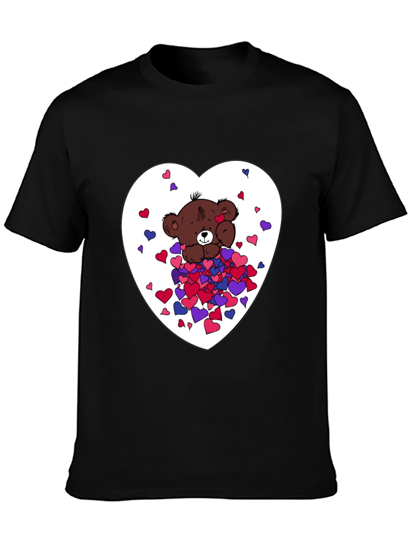 Bear Hug Heart Graphic Tee - Black