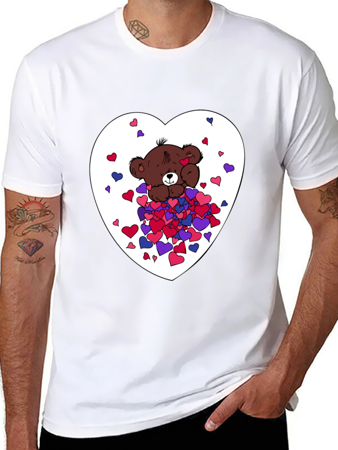 Bear Hug Heart Graphic Tee - Black