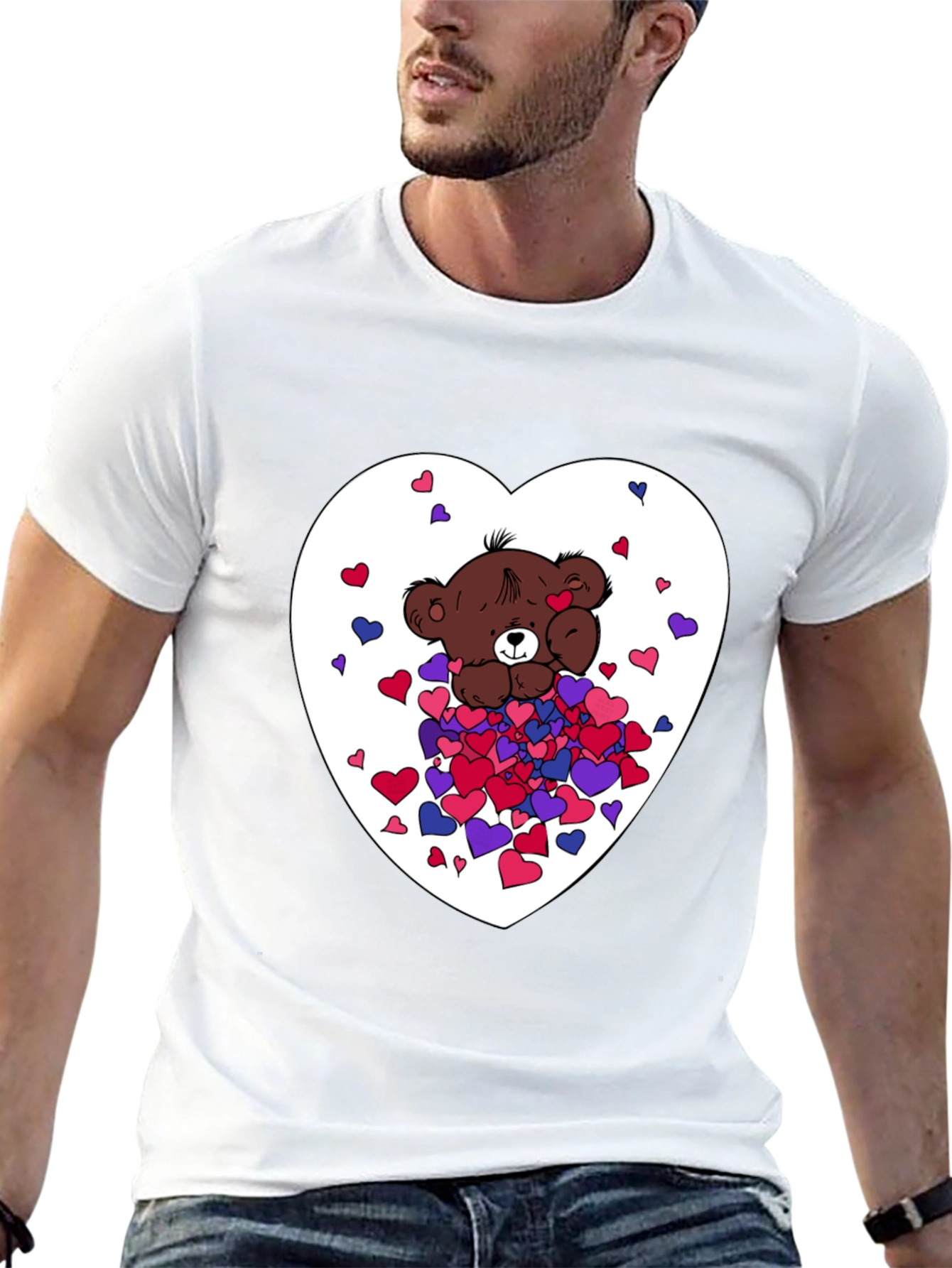 Bear Hug Heart Graphic Tee - Black