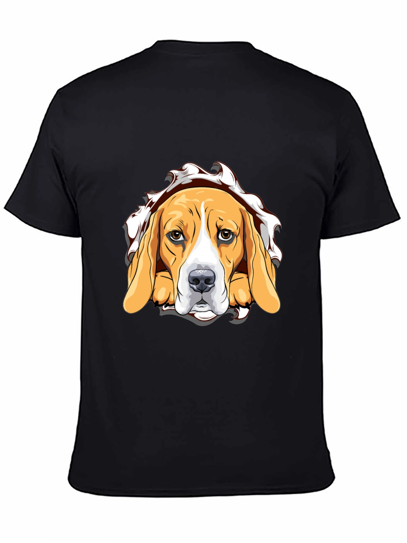 Beagle Dog Graphic Print Black T-Shirt