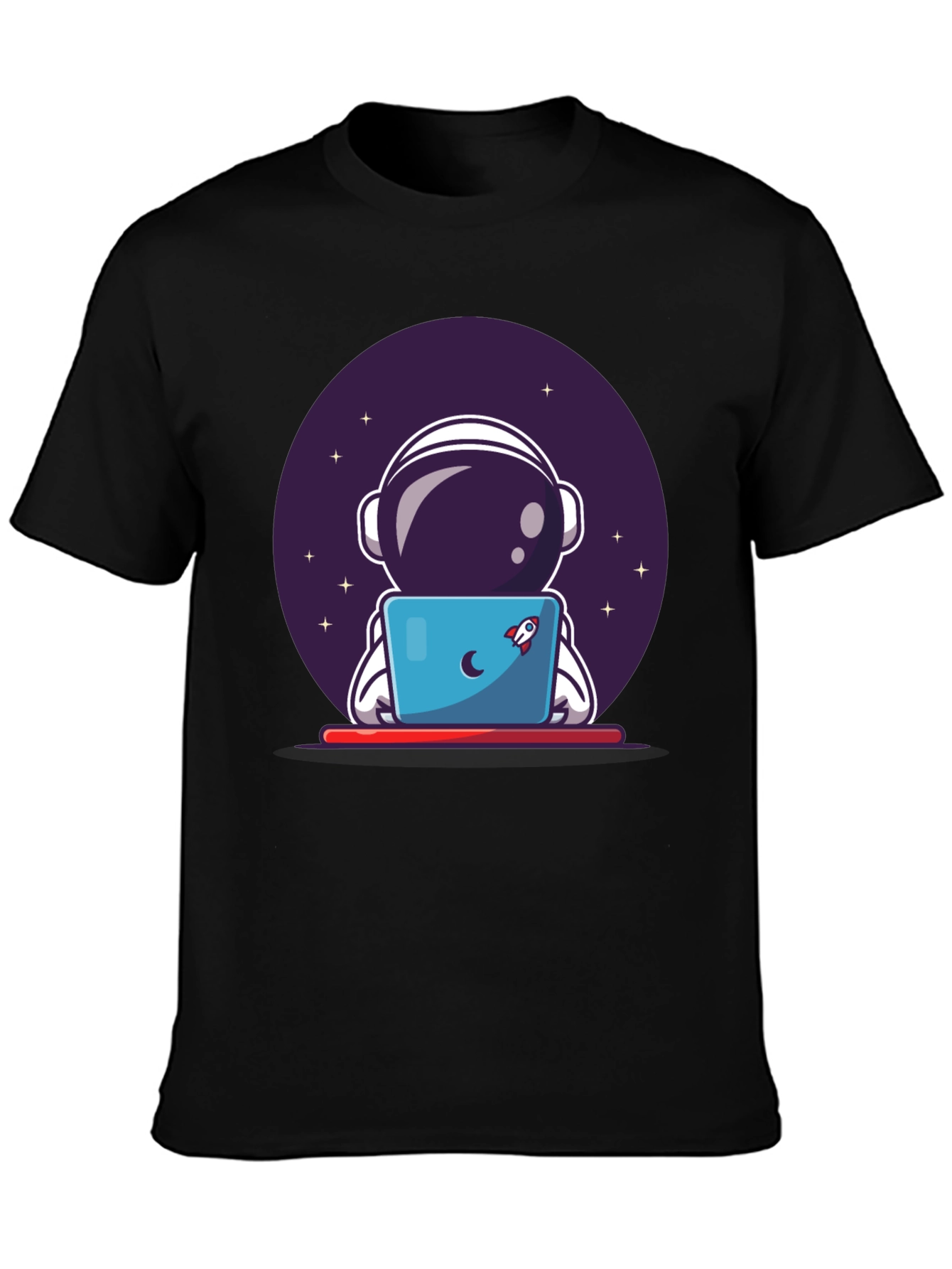 Astronaut Laptop Graphic Tee - Space Lovers T-Shirt