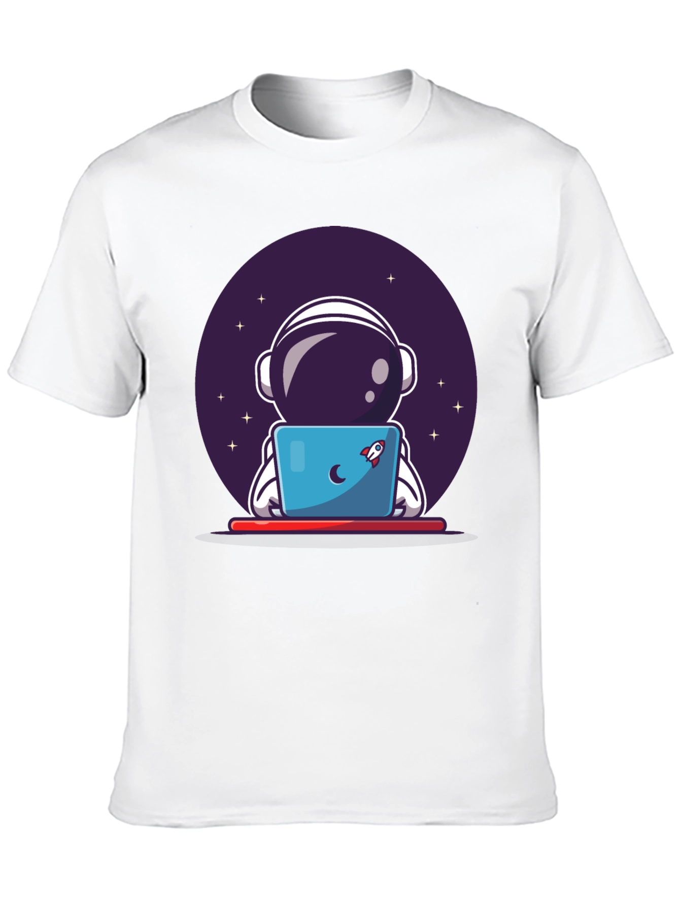Astronaut Laptop Graphic Tee - Space Lovers T-Shirt