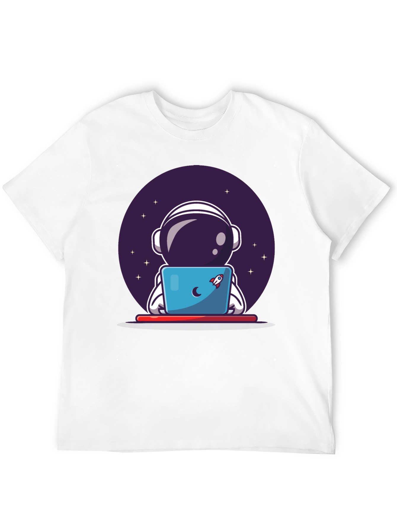 Astronaut Laptop Graphic Tee - Space Lovers T-Shirt
