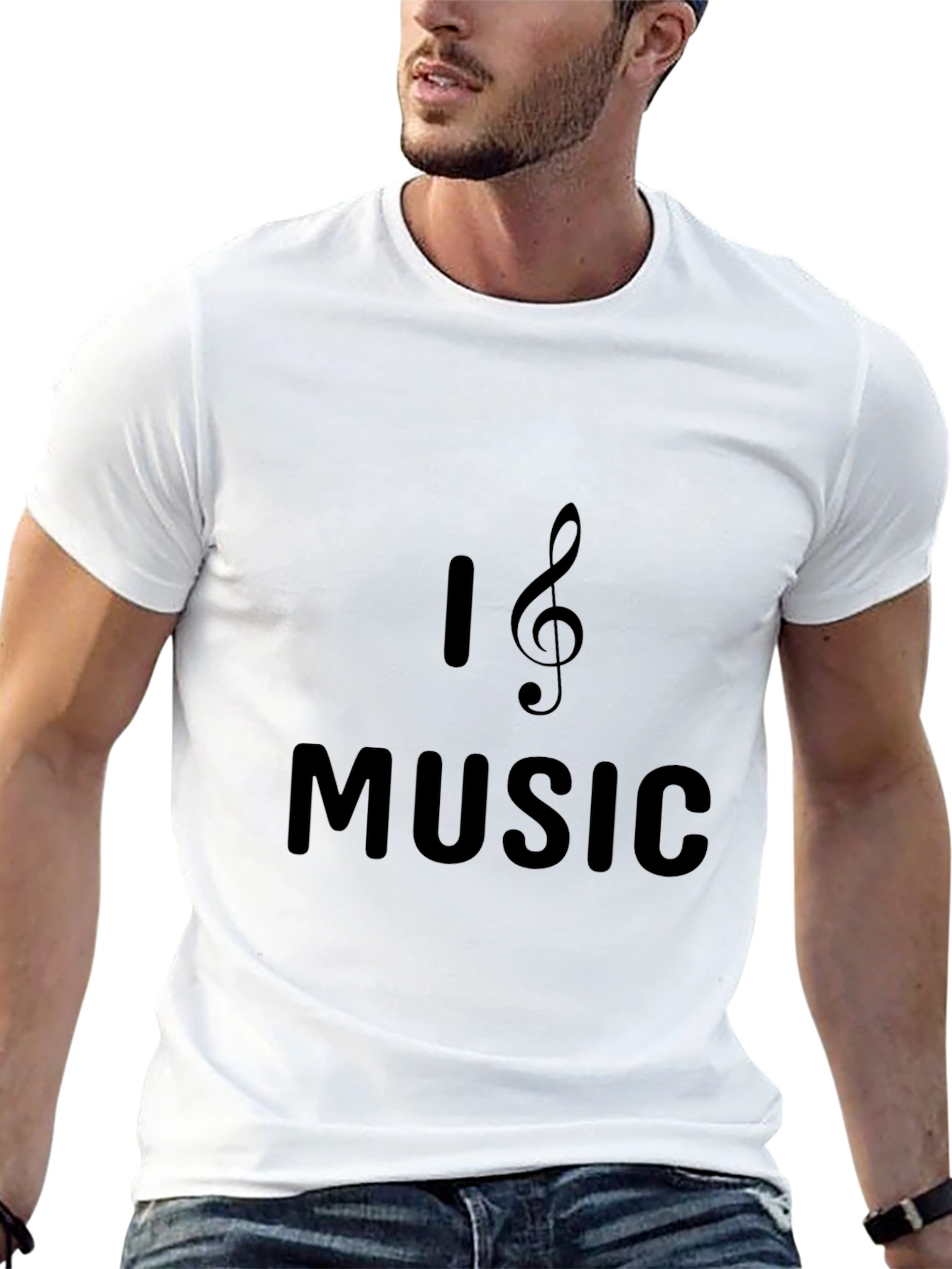 I Love Music Mens Black Graphic Tee