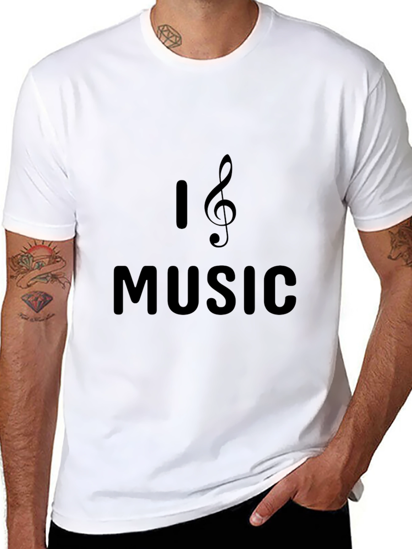 I Love Music Mens Black Graphic Tee