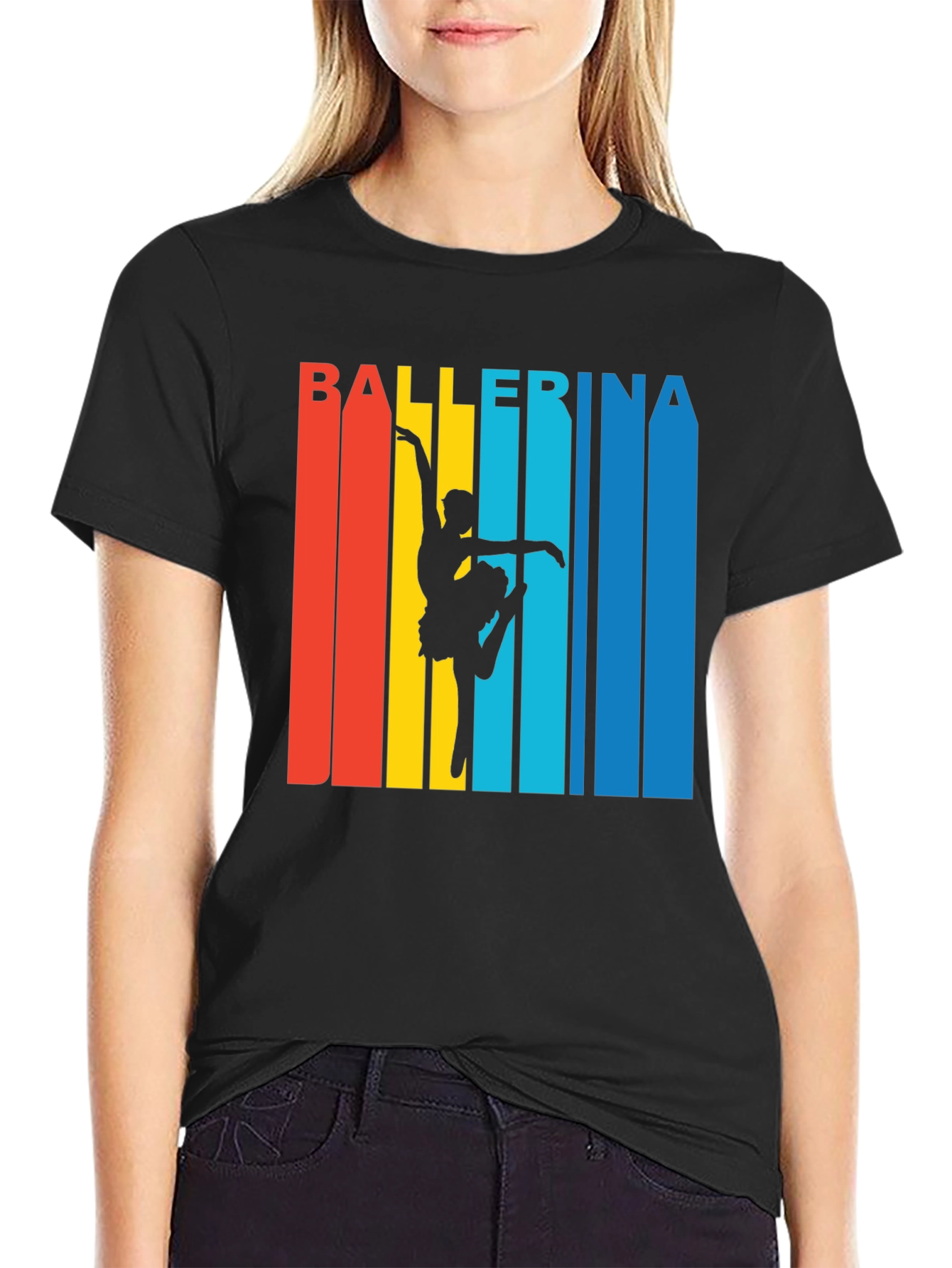 Ballerina Retro Style Graphic T-Shirt