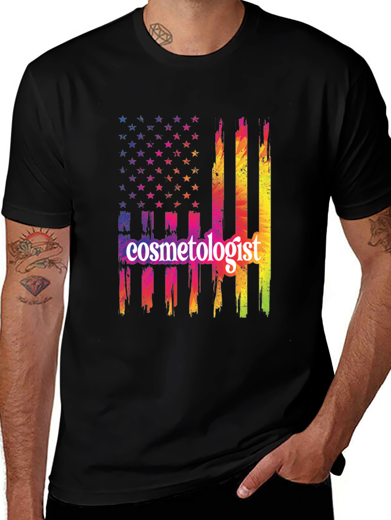 Cosmetologist American Flag Graphic T-Shirt