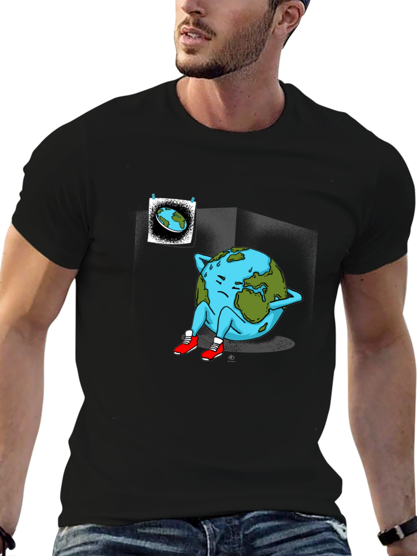 Earth Day Tee - Sad Earth Graphic Novelty T-Shirt