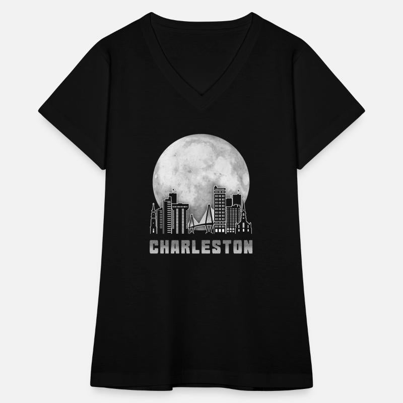 Charleston South Carolina Skyline Full Moon