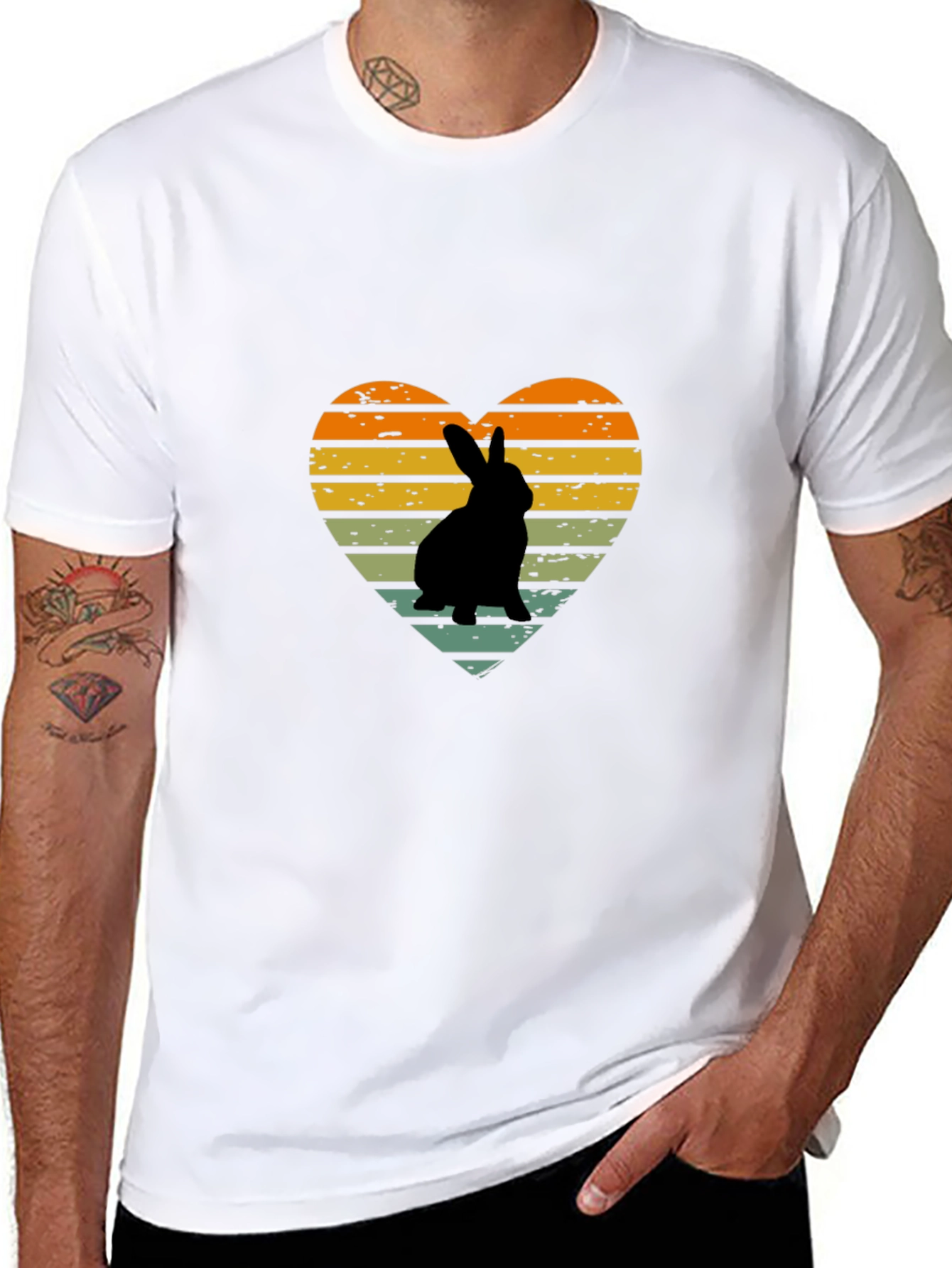 Retro Rabbit Heart Graphic T-Shirt