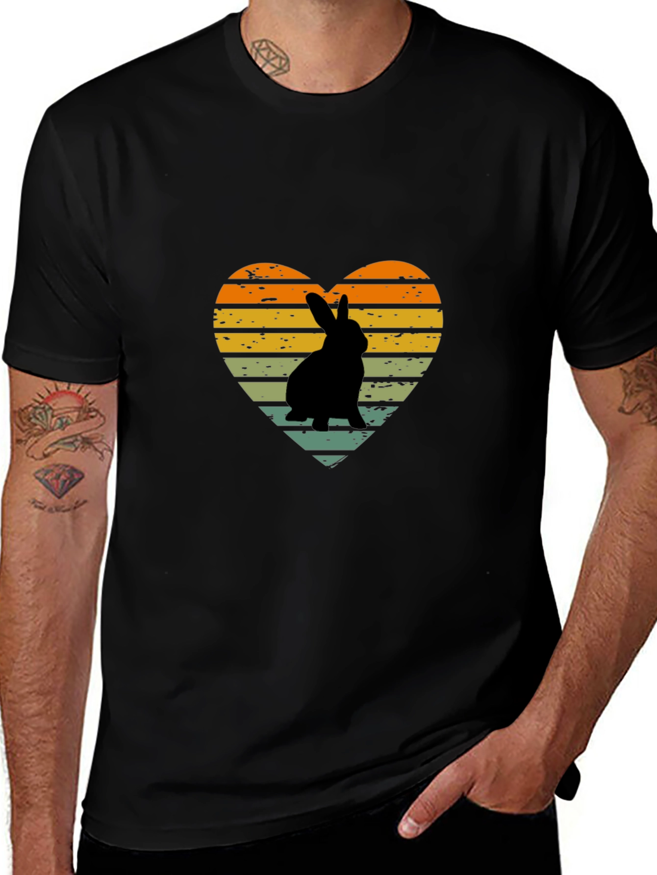 Retro Rabbit Heart Graphic T-Shirt