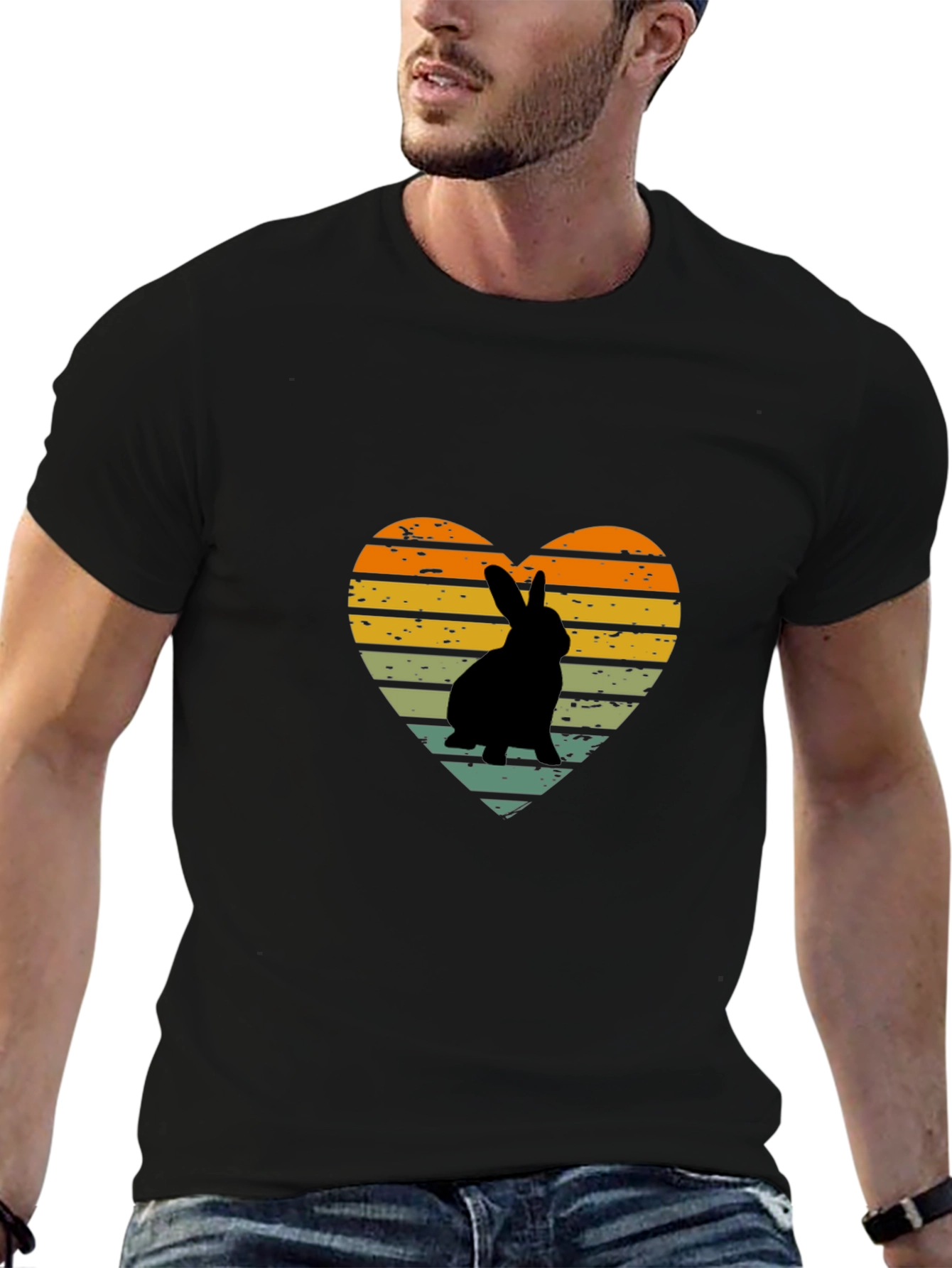 Retro Rabbit Heart Graphic T-Shirt