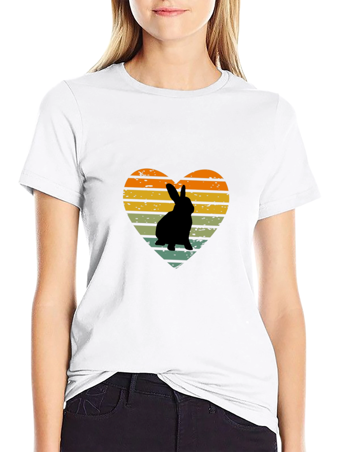 Retro Rabbit Heart Graphic T-Shirt