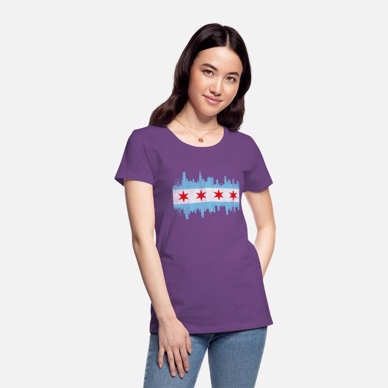 Chicago City yline Flag - Chicago City Distressed