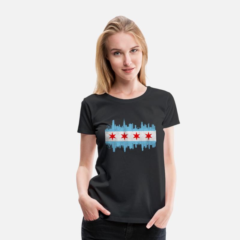 Chicago City yline Flag - Chicago City Distressed