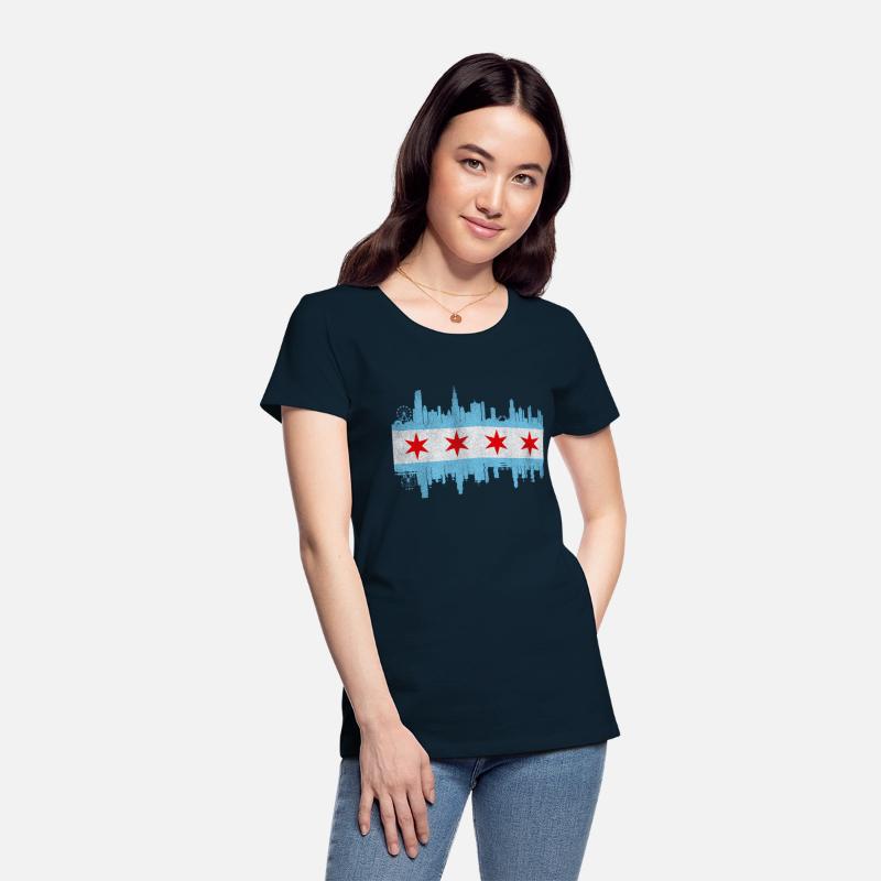 Chicago City yline Flag - Chicago City Distressed