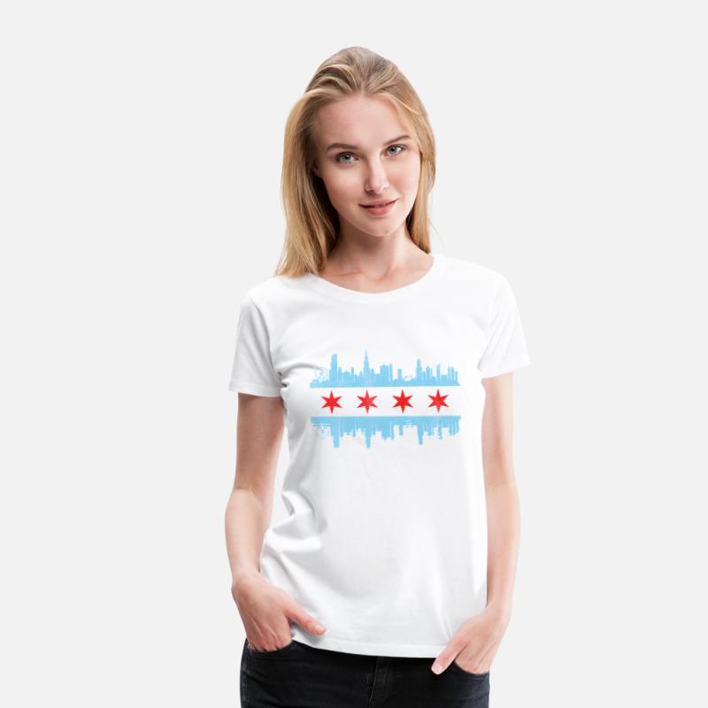 Chicago City yline Flag - Chicago City Distressed