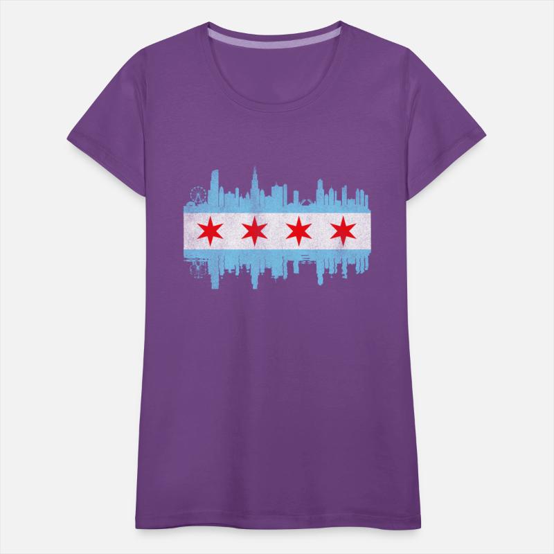 Chicago City yline Flag - Chicago City Distressed