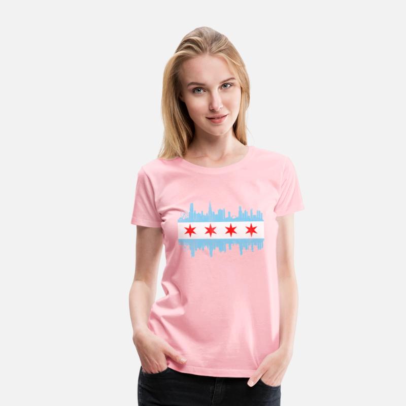Chicago City yline Flag - Chicago City Distressed