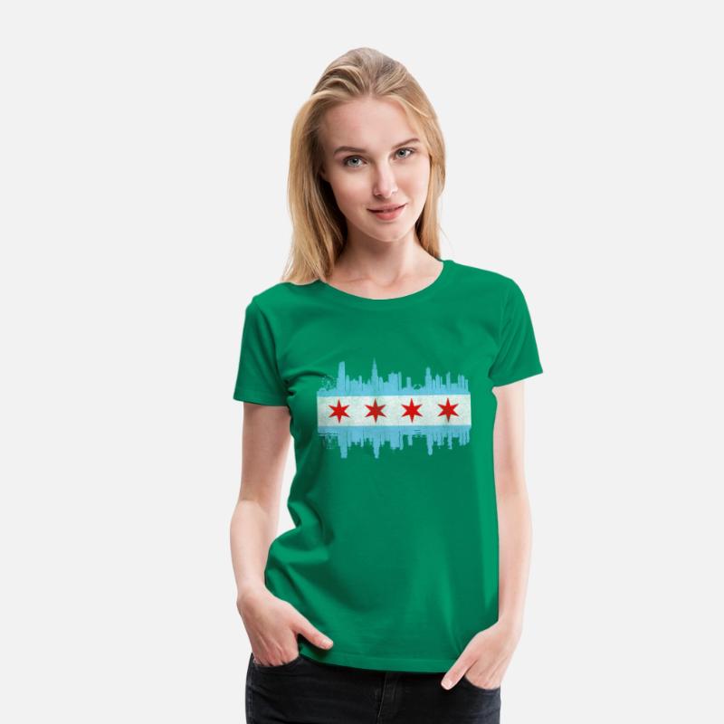 Chicago City yline Flag - Chicago City Distressed