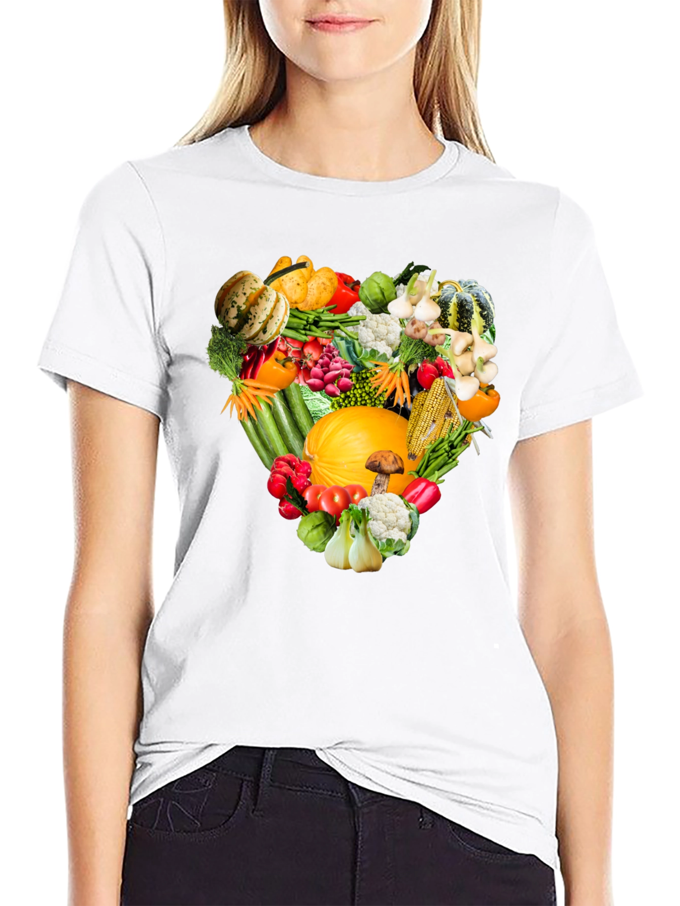 Vegetable Heart Graphic Tee - Healthy Living Shirt