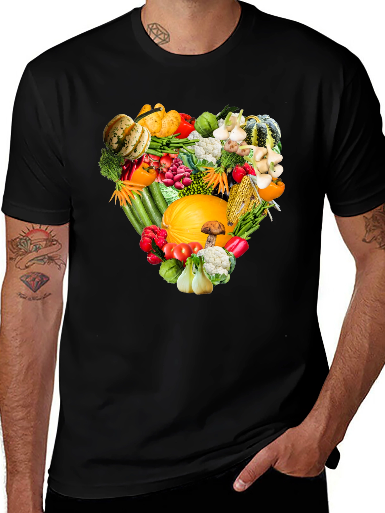 Vegetable Heart Graphic Tee - Healthy Living Shirt