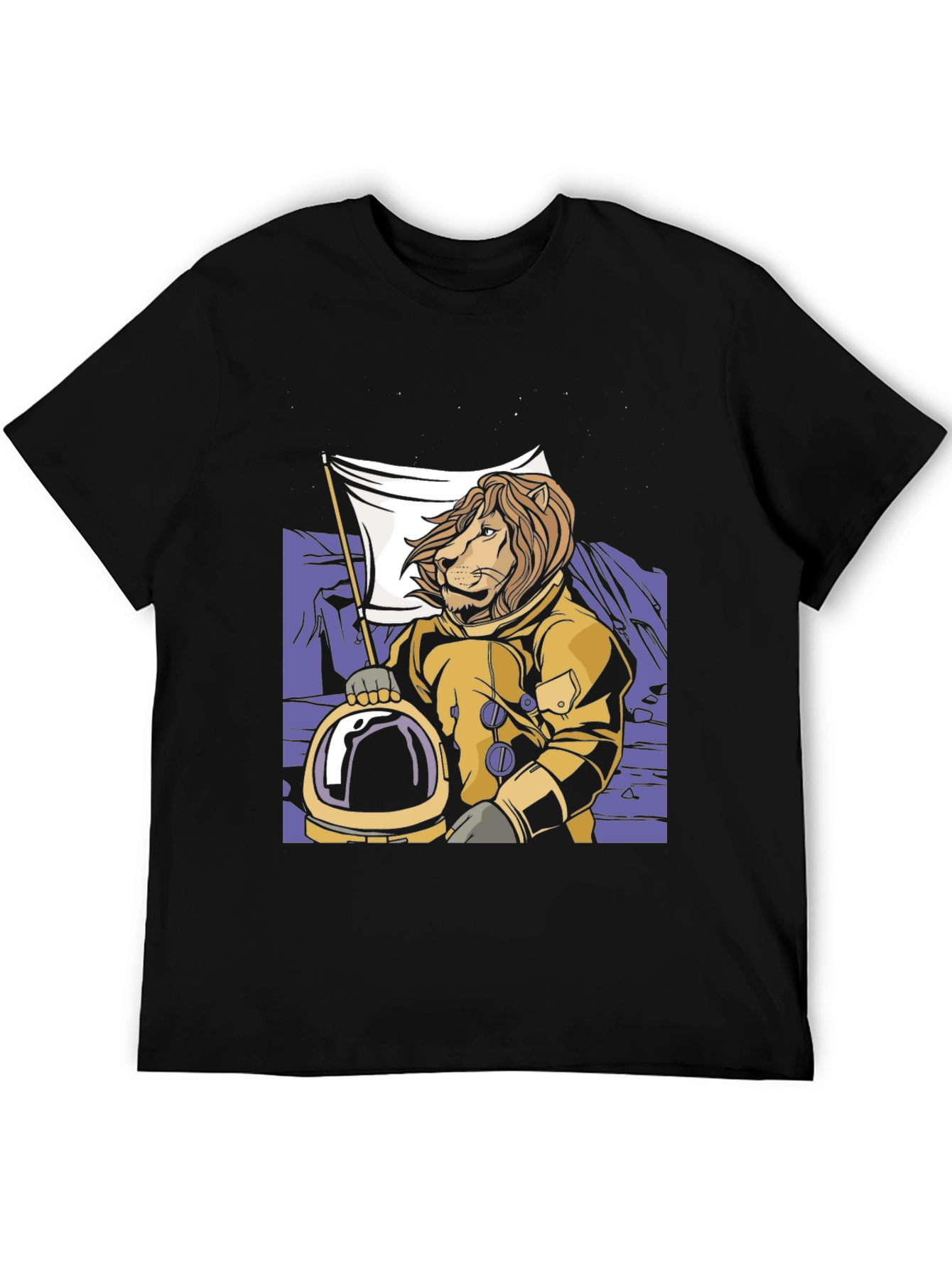 Lion Astronaut Graphic Tee -  Black