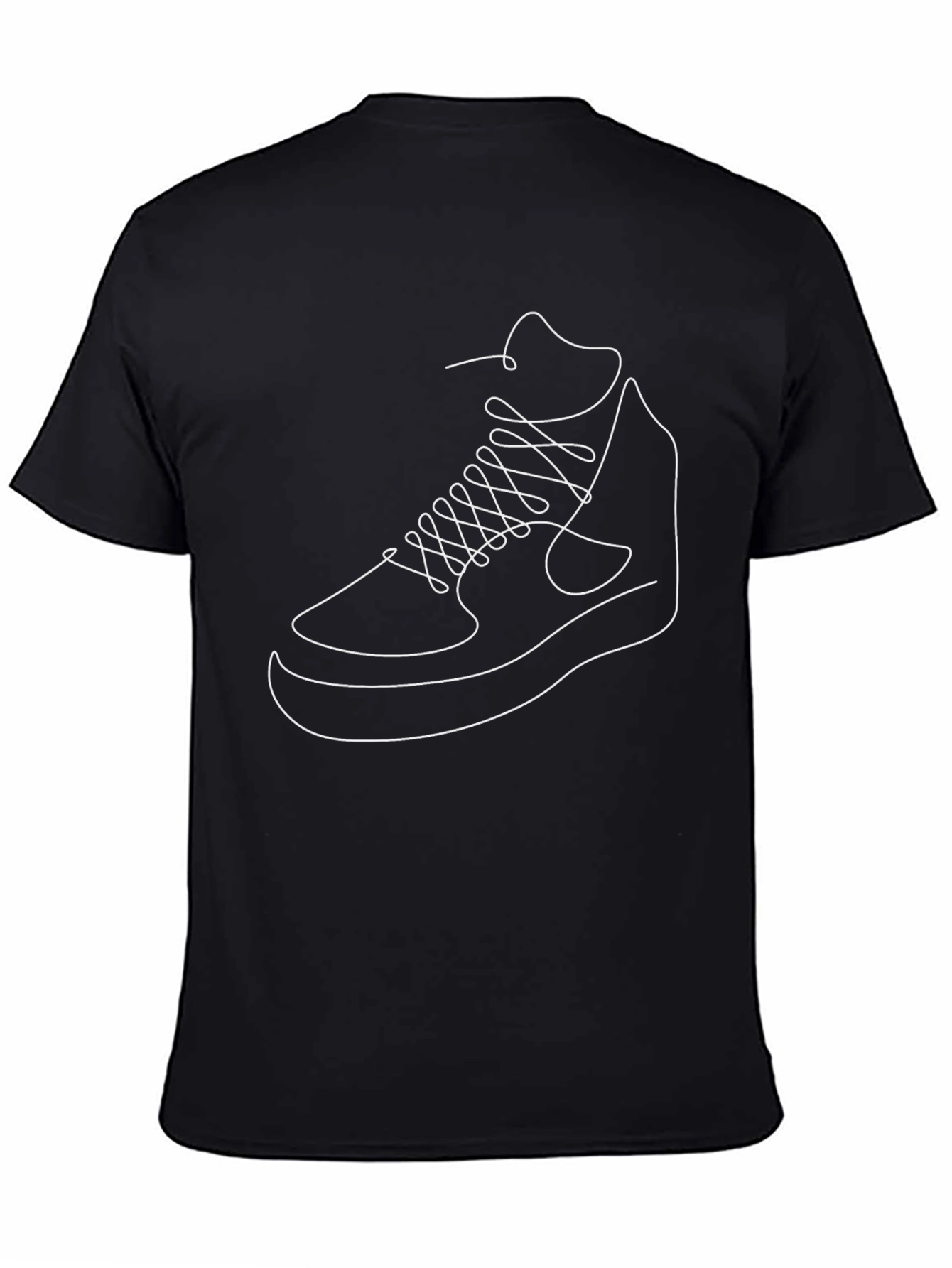 Minimalist Sneaker Line Art T-Shirt - Black
