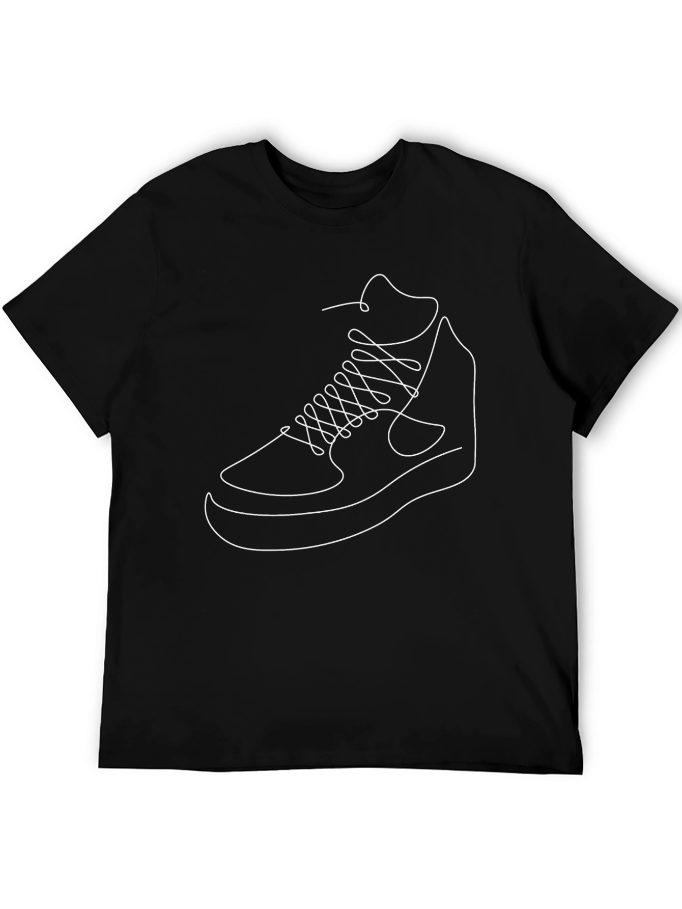 Minimalist Sneaker Line Art T-Shirt - Black