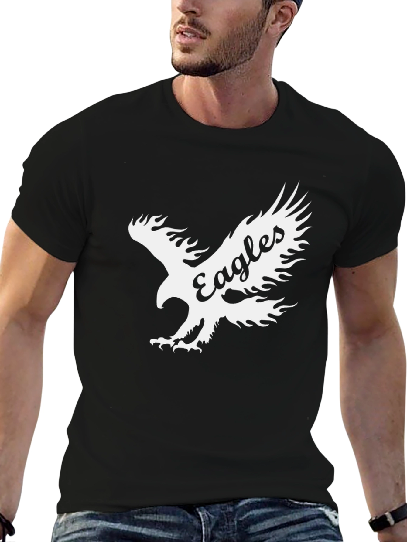 Eagles Graphic Print Black T-Shirt