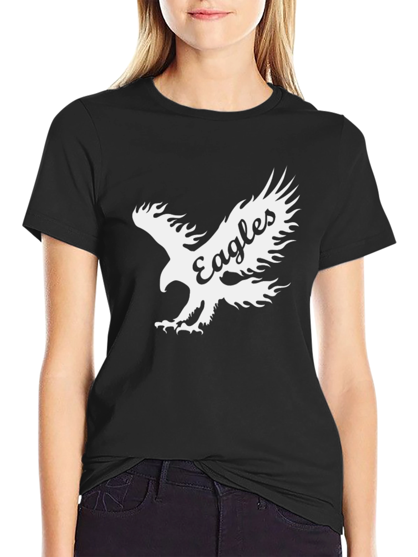 Eagles Graphic Print Black T-Shirt