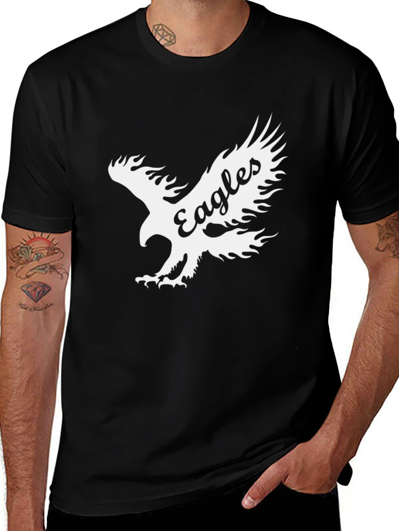 Eagles Graphic Print Black T-Shirt