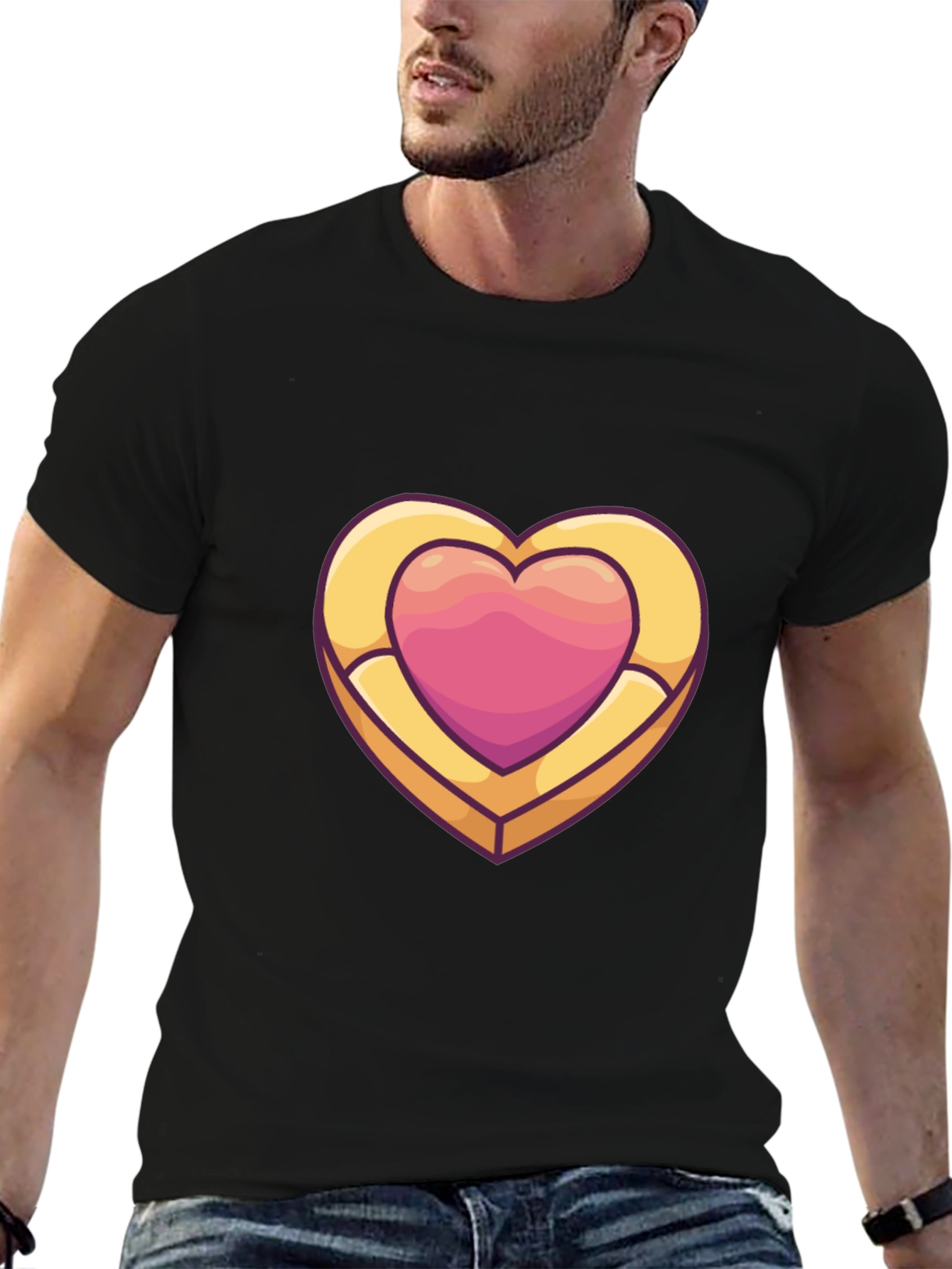 Heart Charm Graphic Black T-Shirt