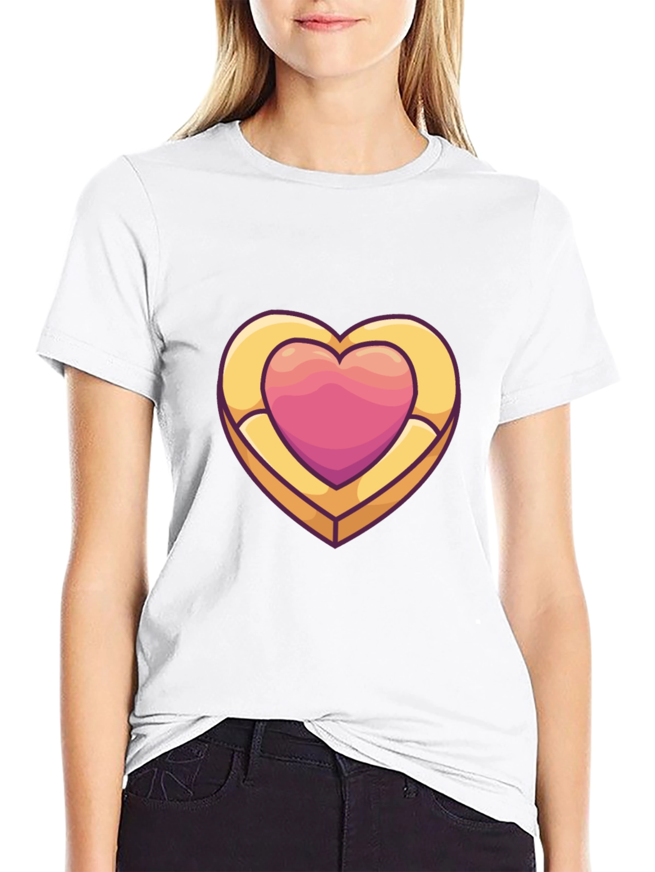 Heart Charm Graphic Black T-Shirt