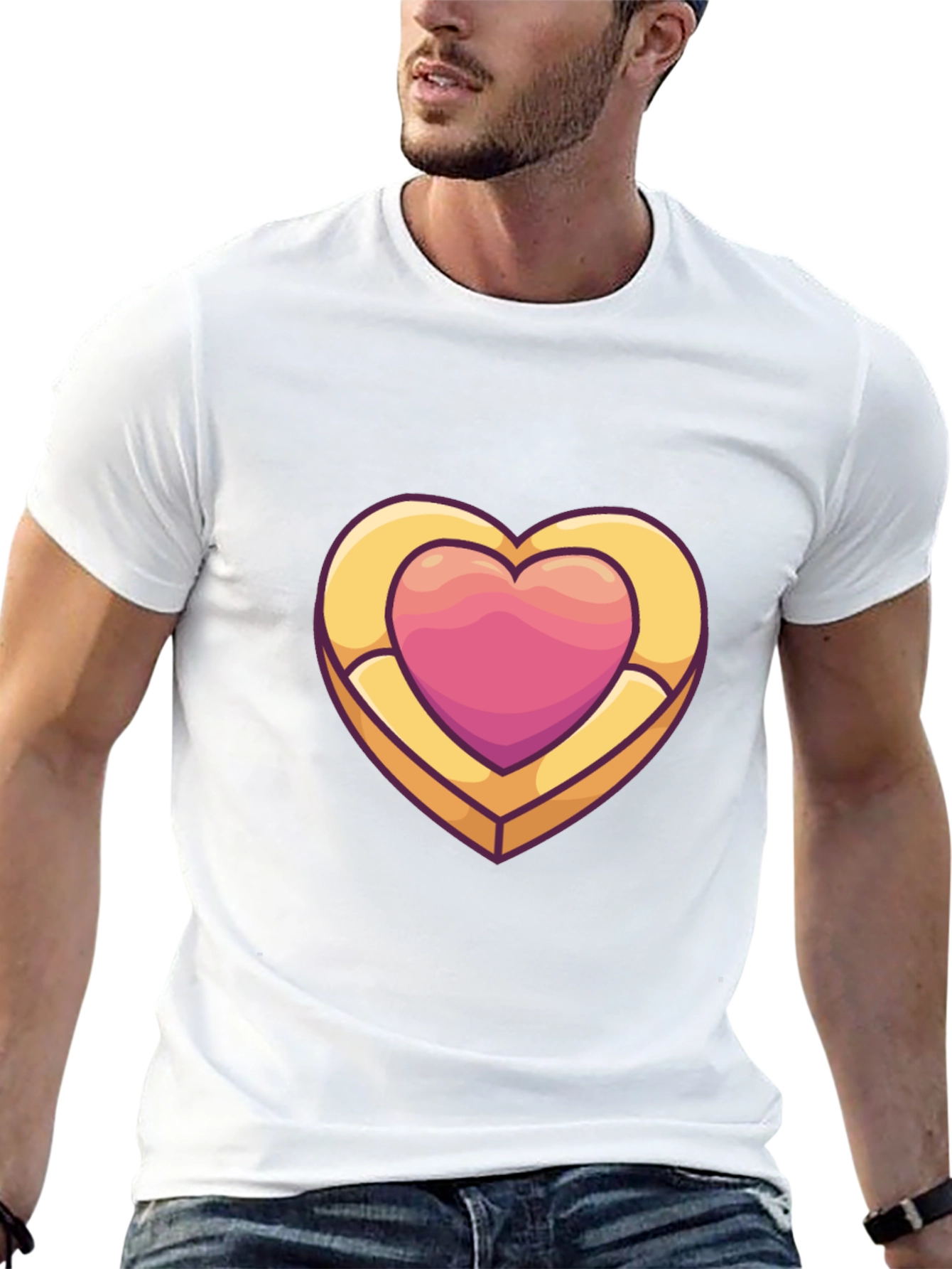 Heart Charm Graphic Black T-Shirt