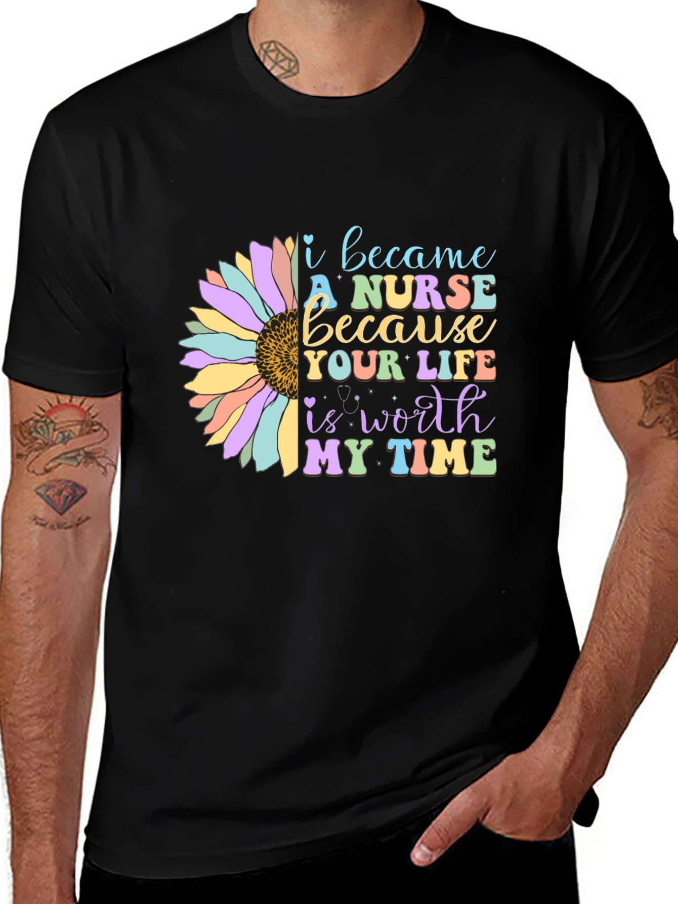 Nurse Sunflower Tee: Worth My Time Graphic T-Shirt