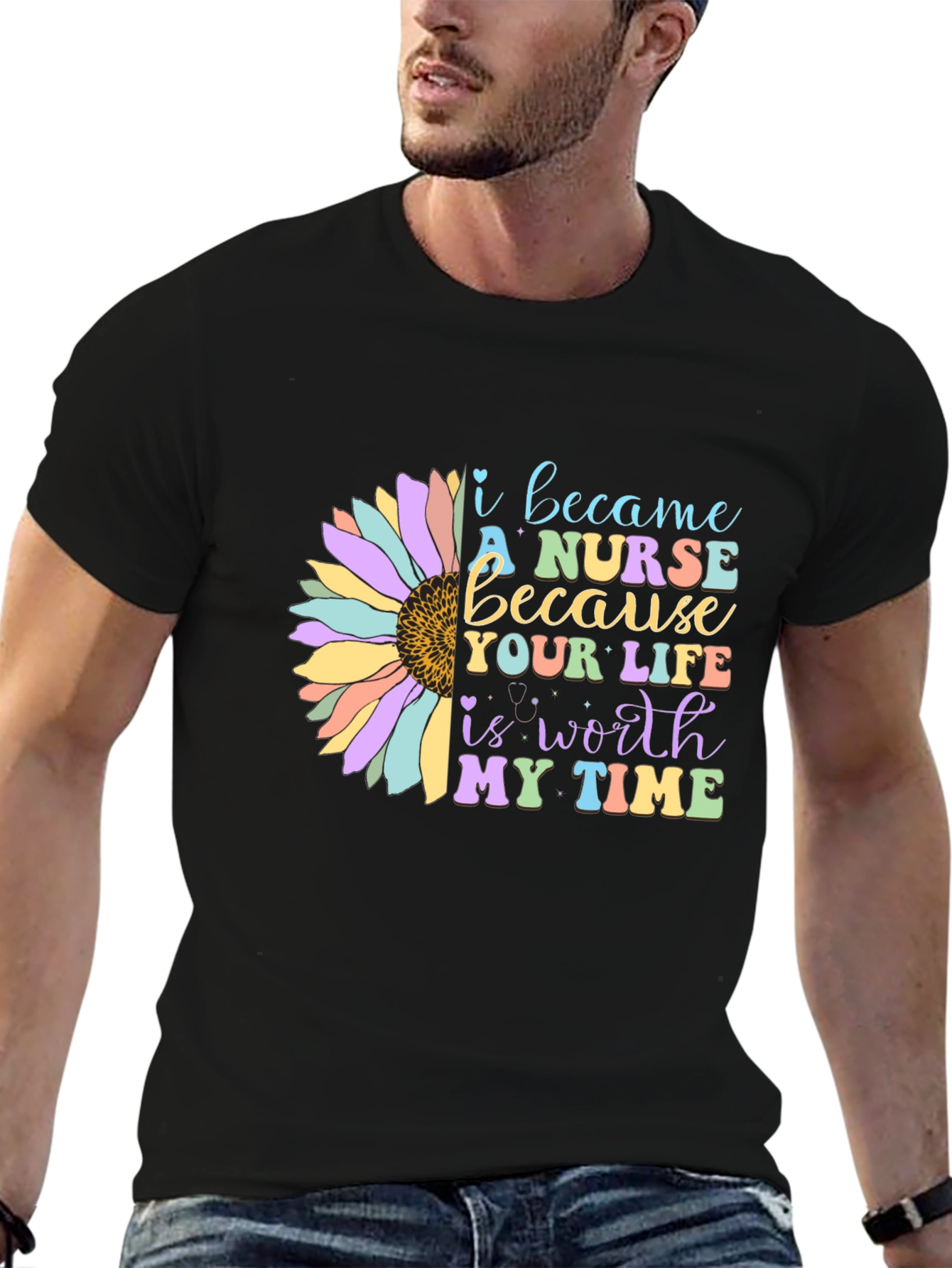Nurse Sunflower Tee: Worth My Time Graphic T-Shirt