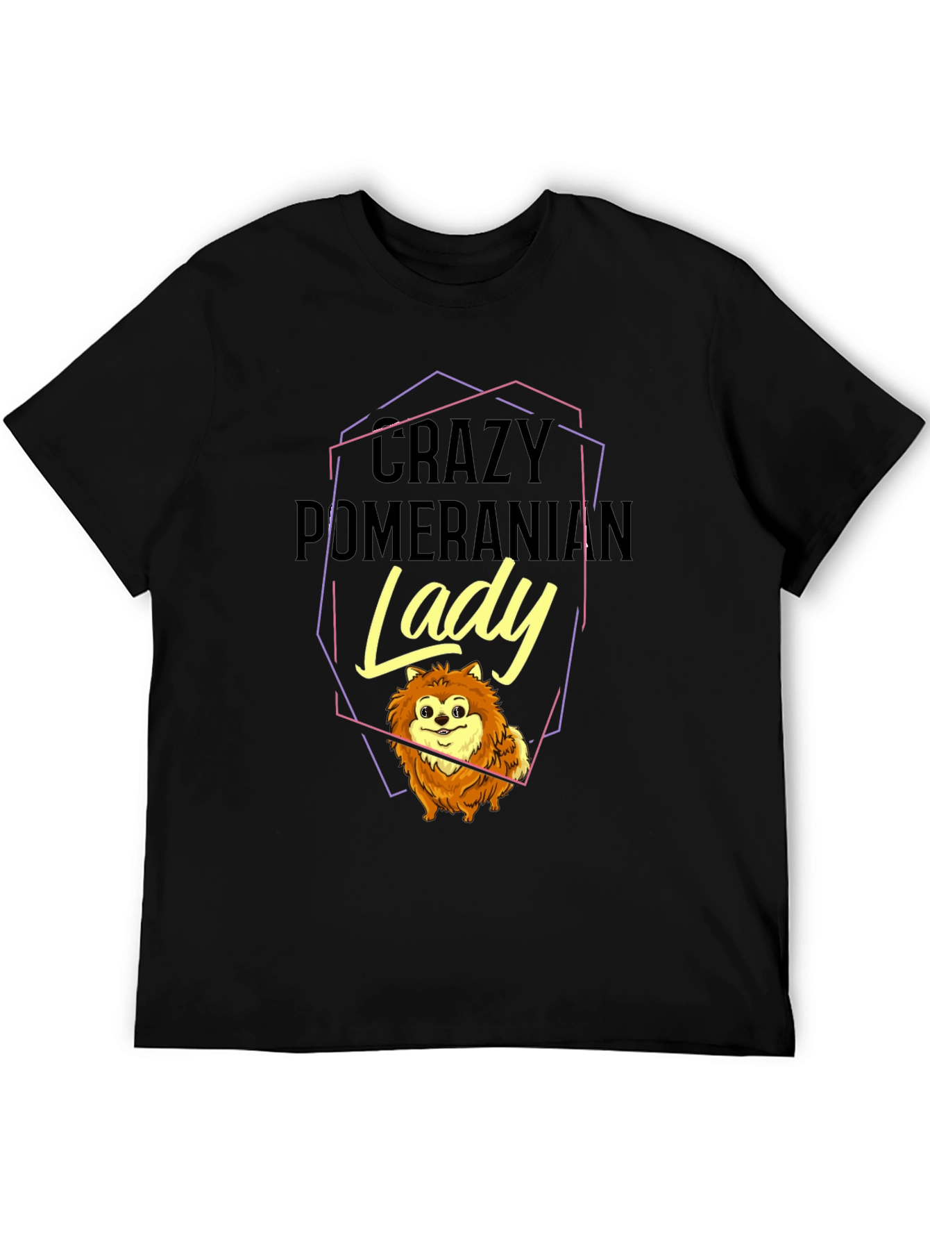 Crazy Pomeranian Lady Black Graphic Tee