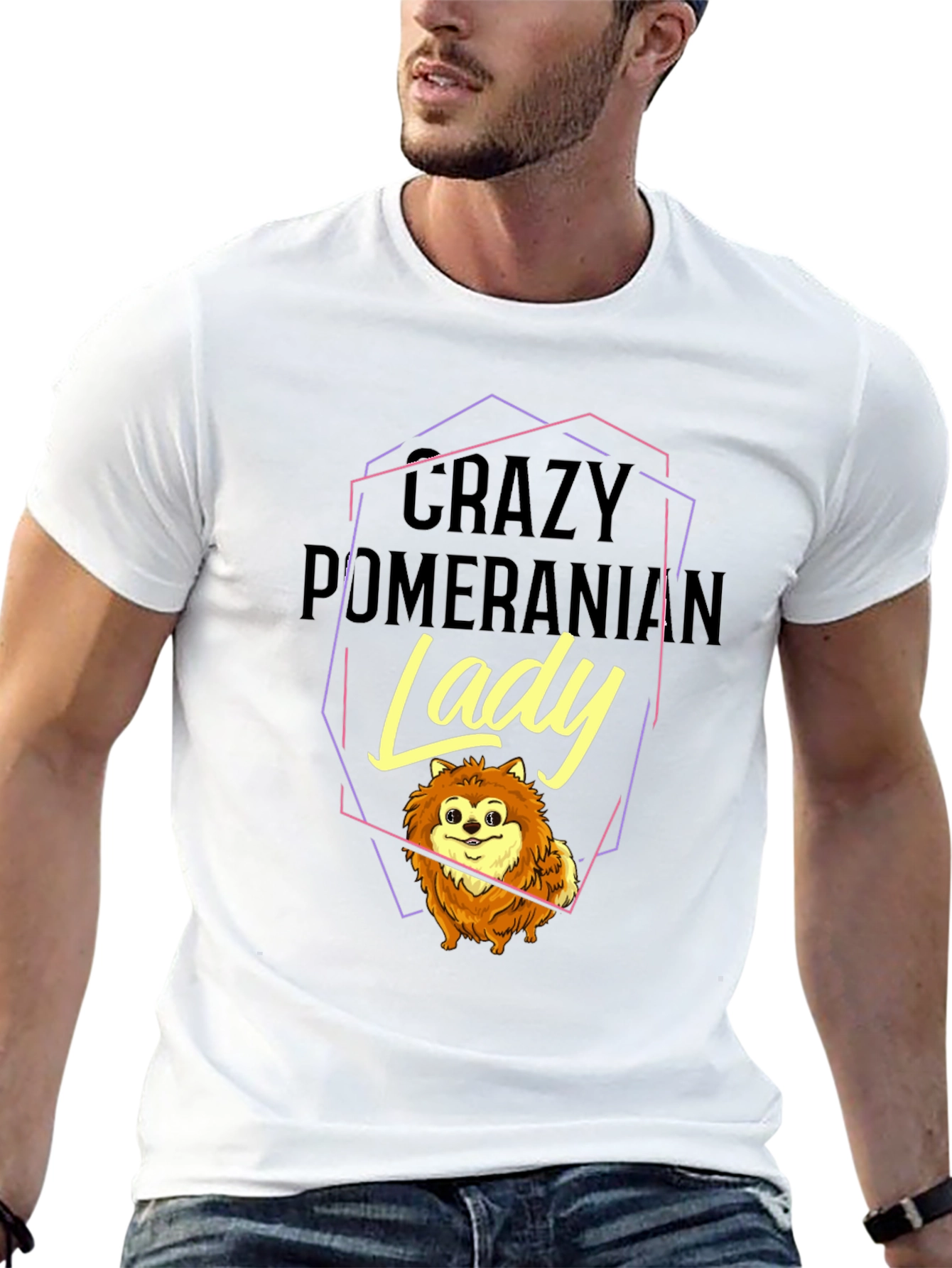 Crazy Pomeranian Lady Black Graphic Tee