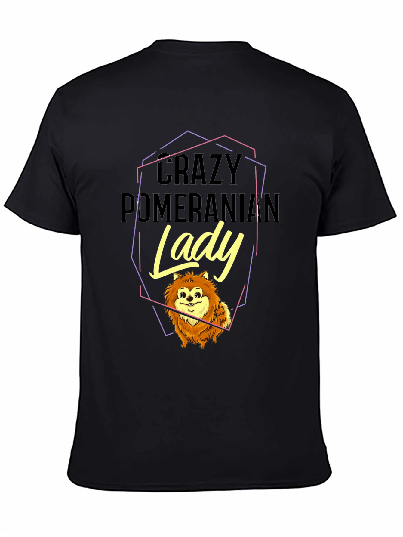 Crazy Pomeranian Lady Black Graphic Tee