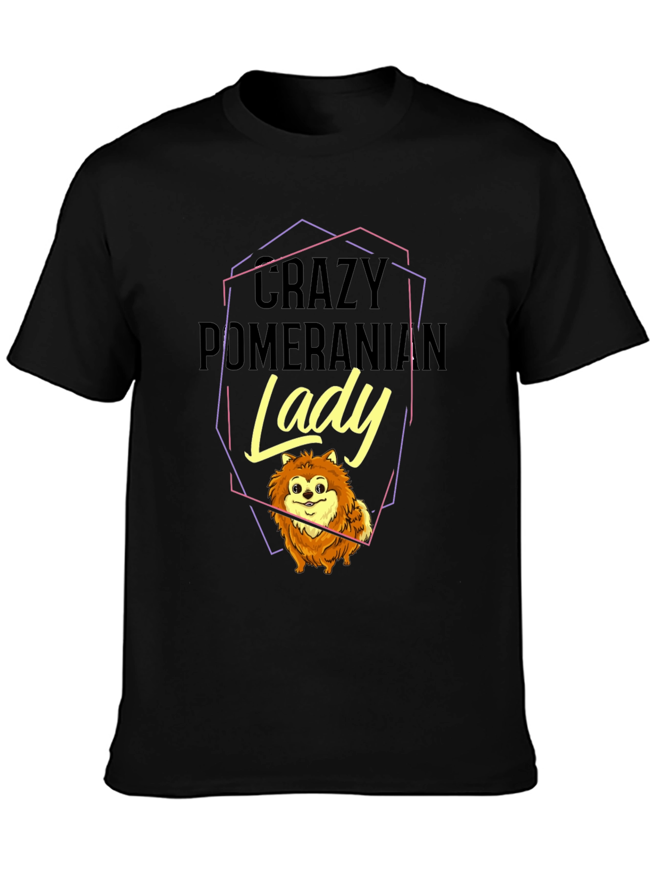 Crazy Pomeranian Lady Black Graphic Tee