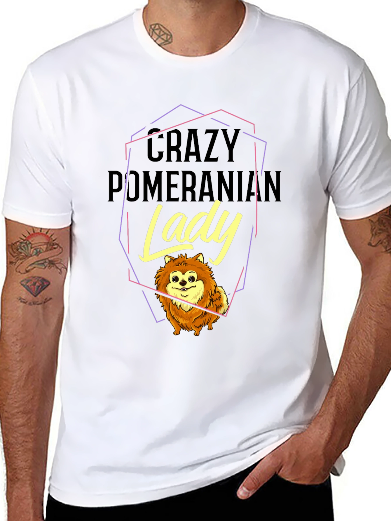 Crazy Pomeranian Lady Black Graphic Tee