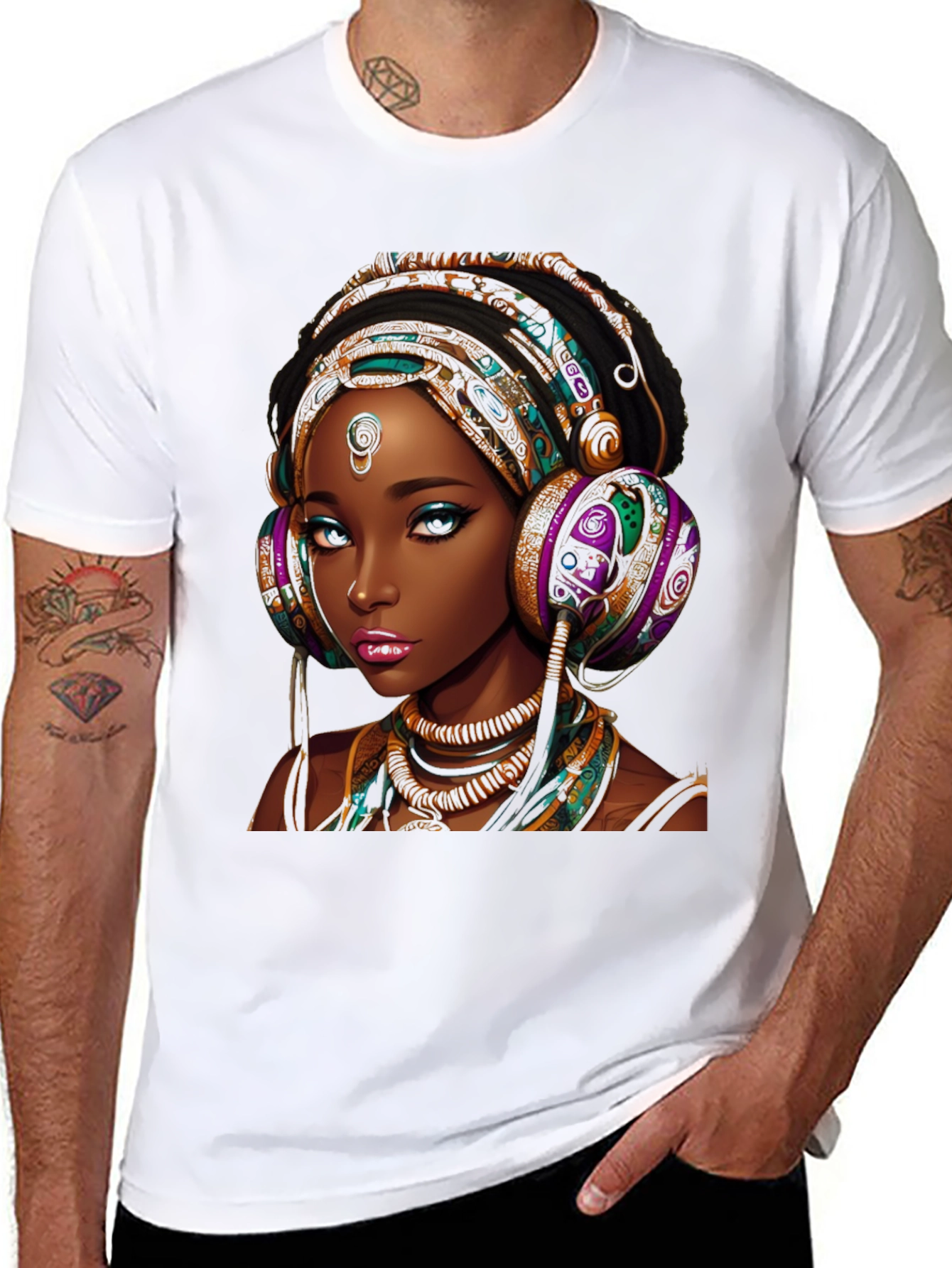 Stylish Black T-Shirt with African Queen Graphic