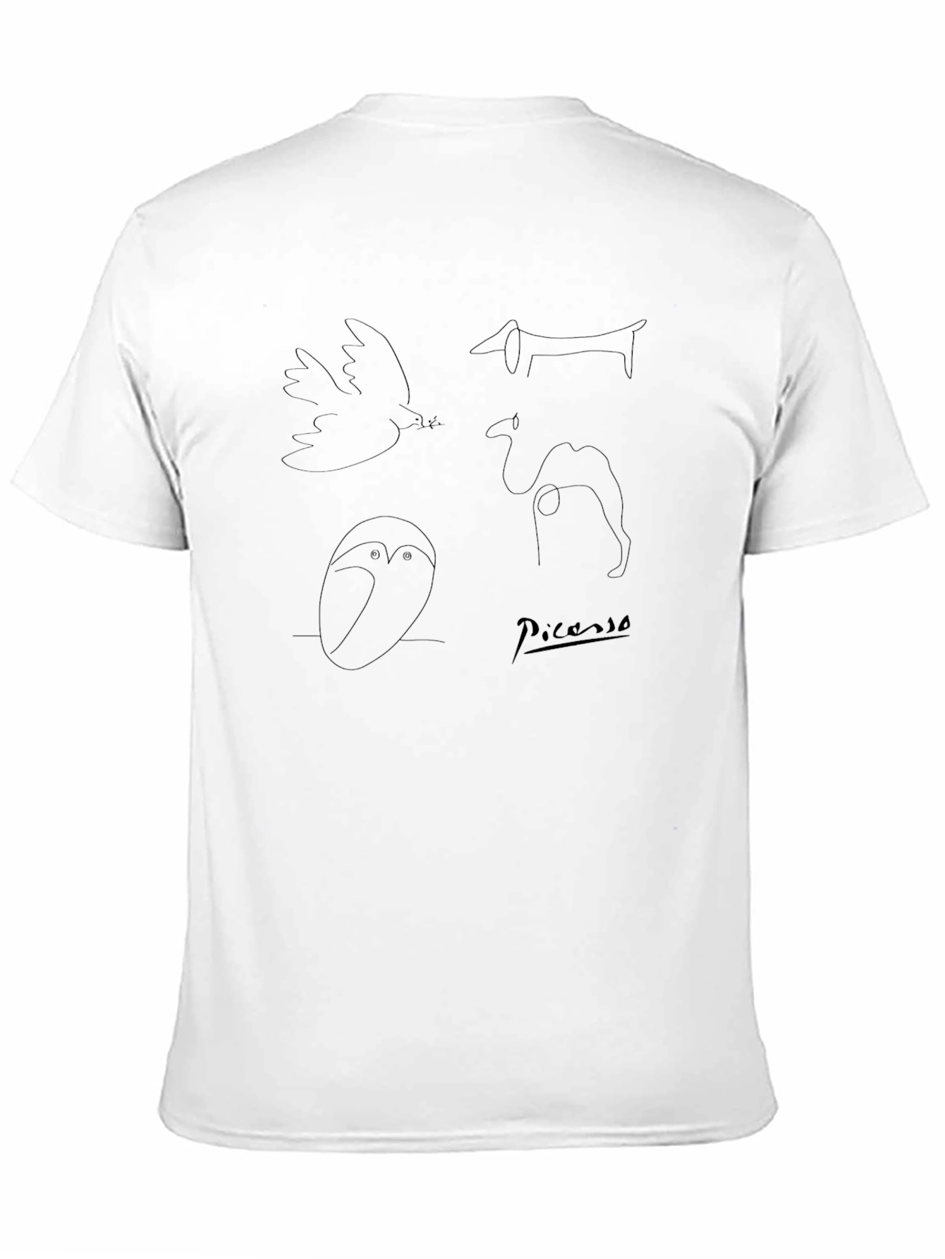 Abstract Picasso Line Art T-Shirt - Black