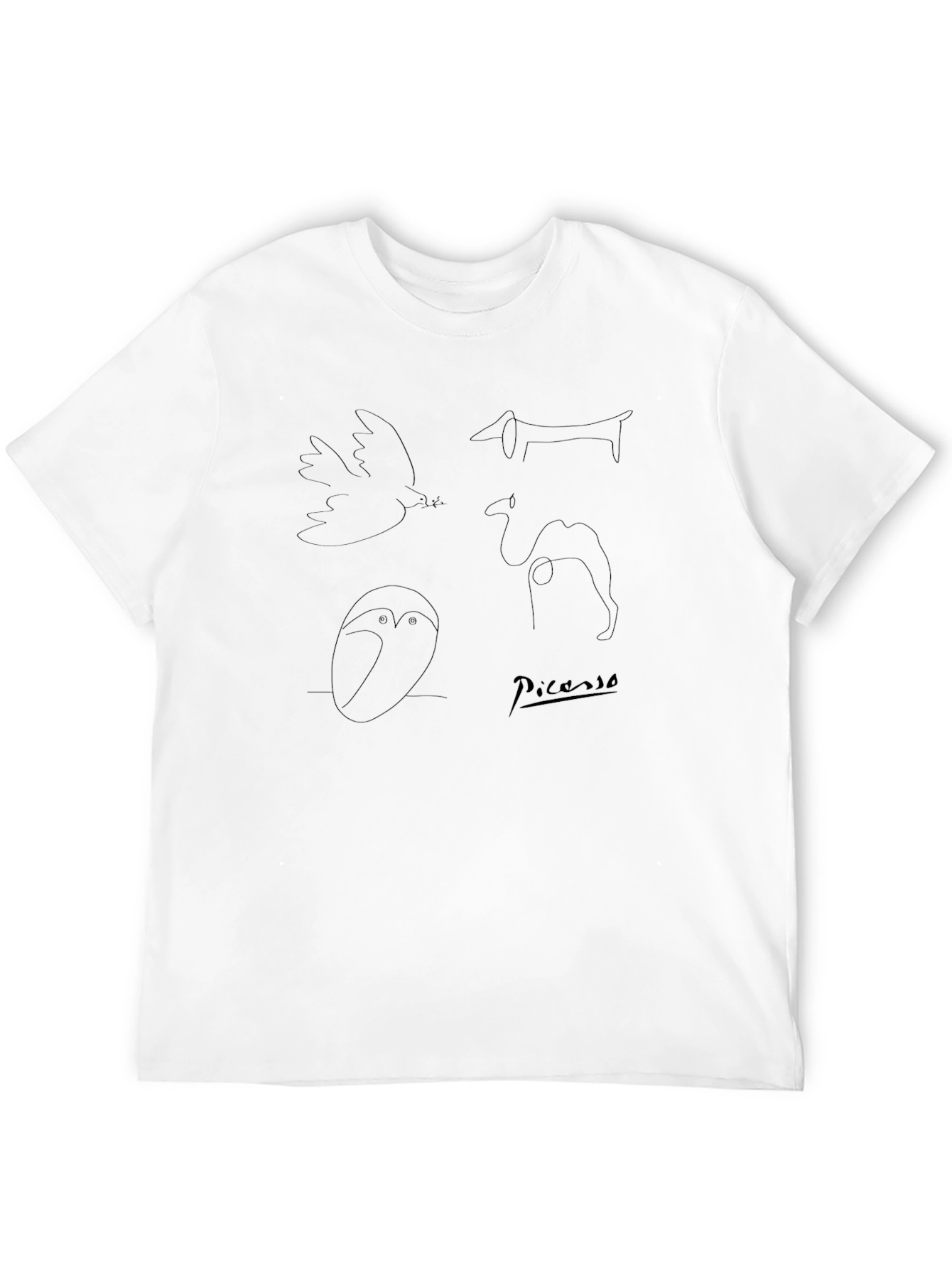 Abstract Picasso Line Art T-Shirt - Black