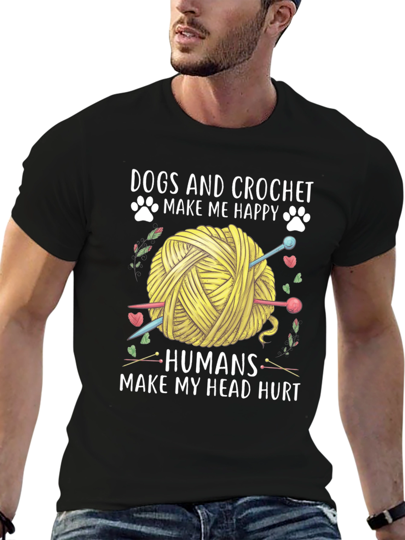 Dogs & Crochet Make Me Happy T-Shirt