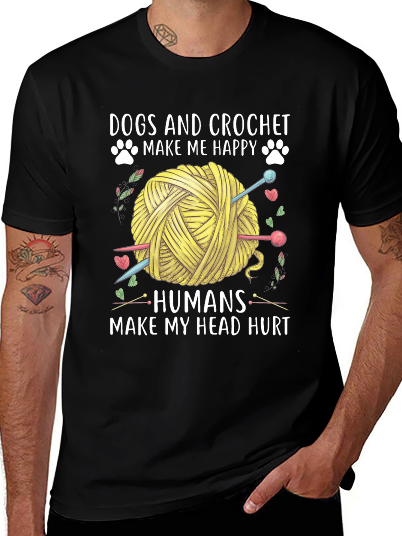 Dogs & Crochet Make Me Happy T-Shirt