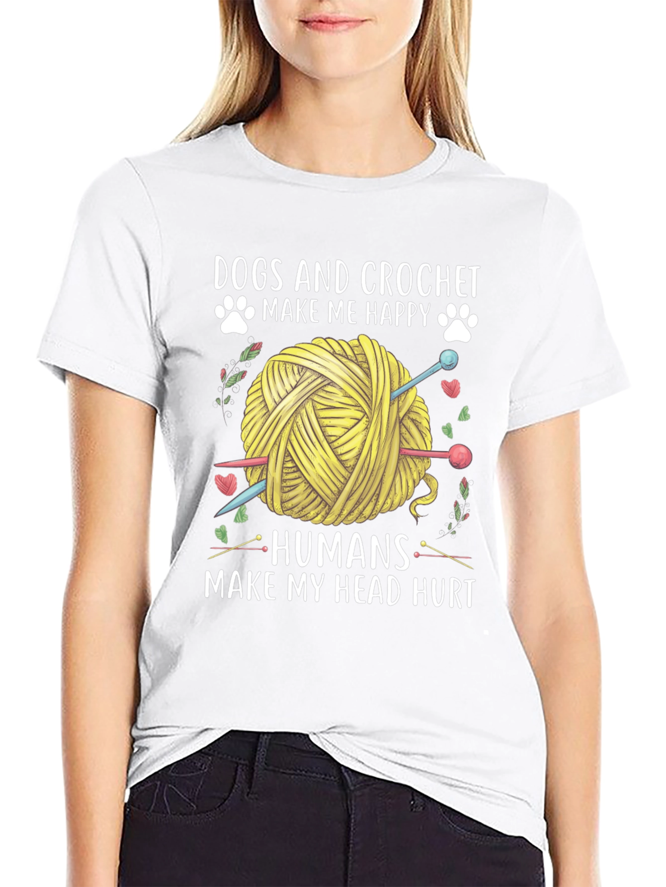 Dogs & Crochet Make Me Happy T-Shirt