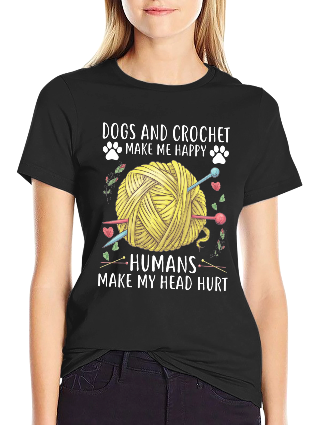Dogs & Crochet Make Me Happy T-Shirt